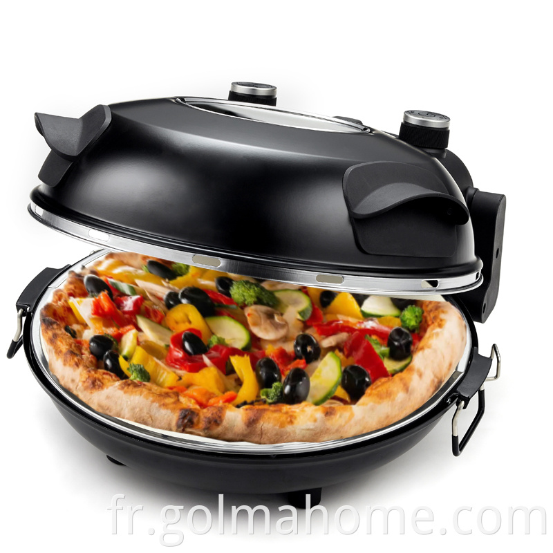 Cuisson rapide et amusante Machine à pizza électrique 12 pouces avec fours à pierre de cuisson en céramique Crêpe à pizza italienne/crêpière four à pizza rouge